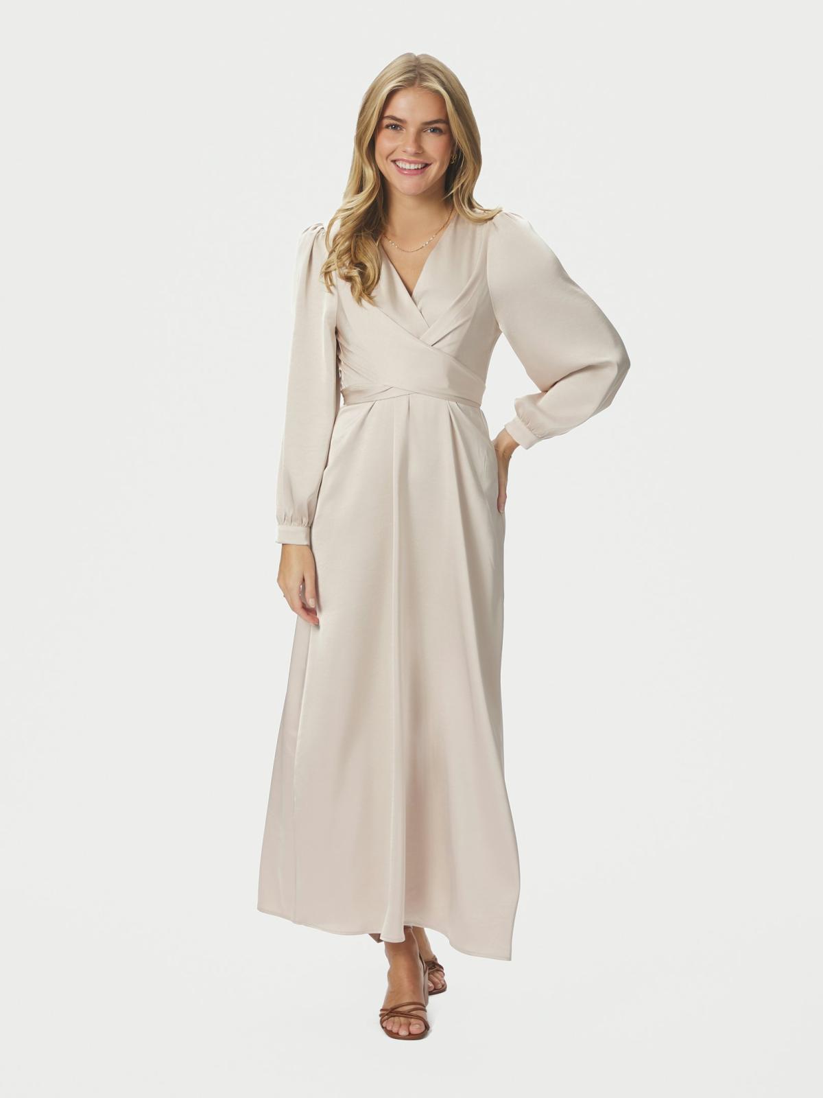 Neo Noir Bretti Heavy Sateen Dress, Champagne - 7