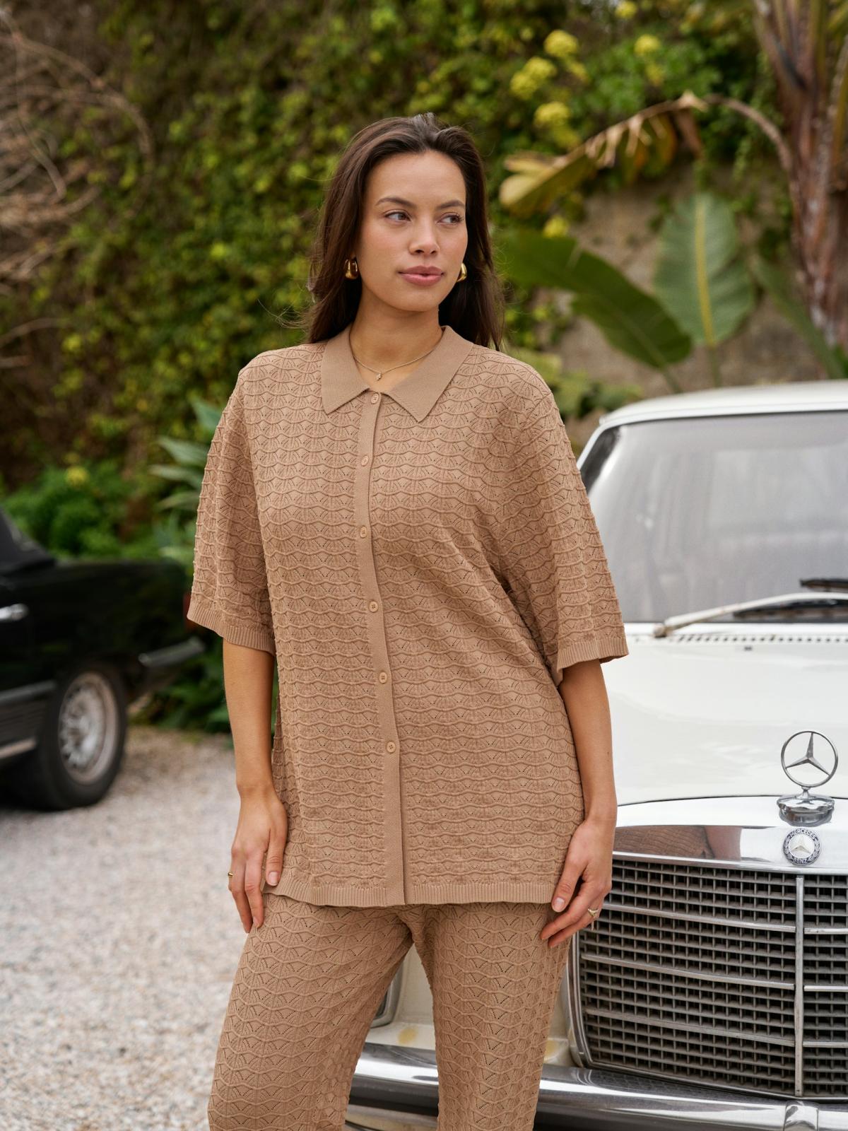 Neo Noir Rizzy Fine Crochet Pants, Taupe - 4