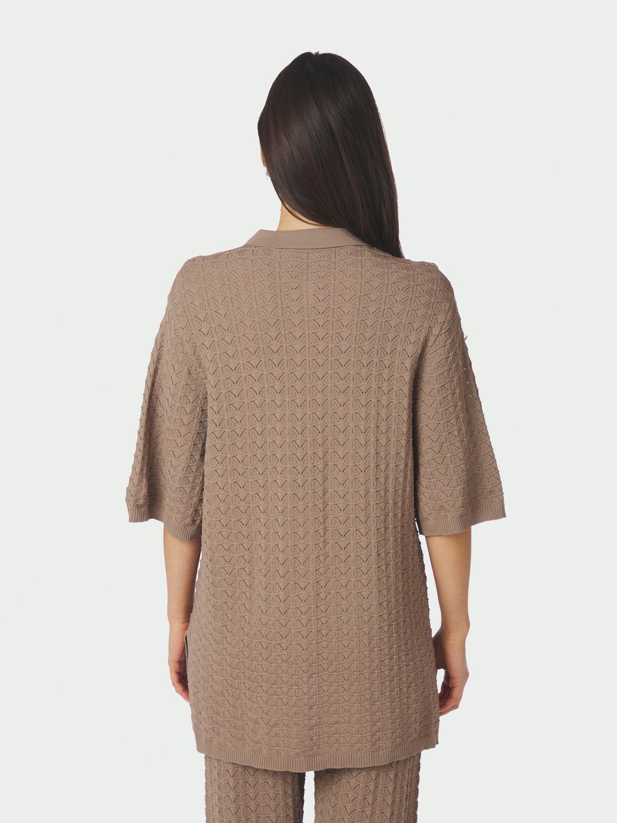 Neo Noir Sette Fine Crochet Blouse, Taupe - 4
