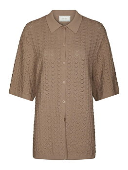 Neo Noir Sette Fine Crochet Blouse, Taupe