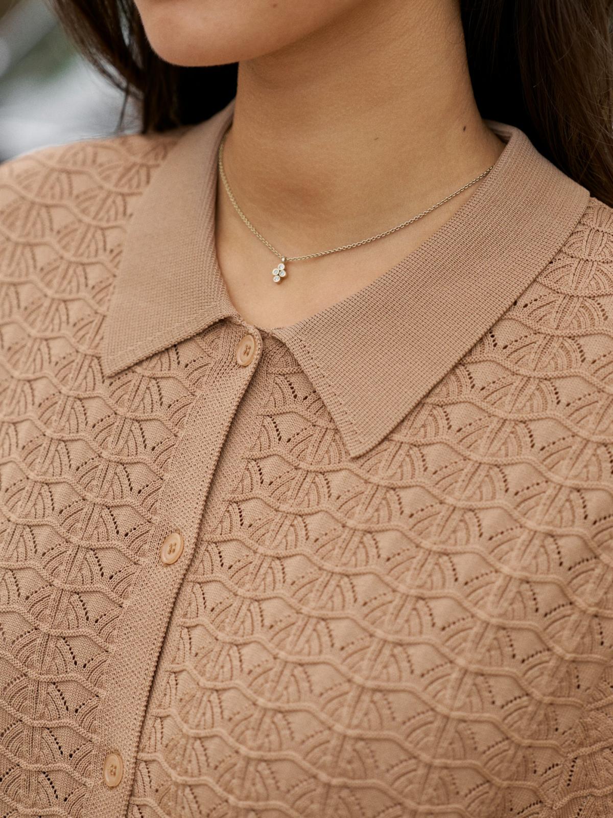 Neo Noir Sette Fine Crochet Blouse, Taupe - 9