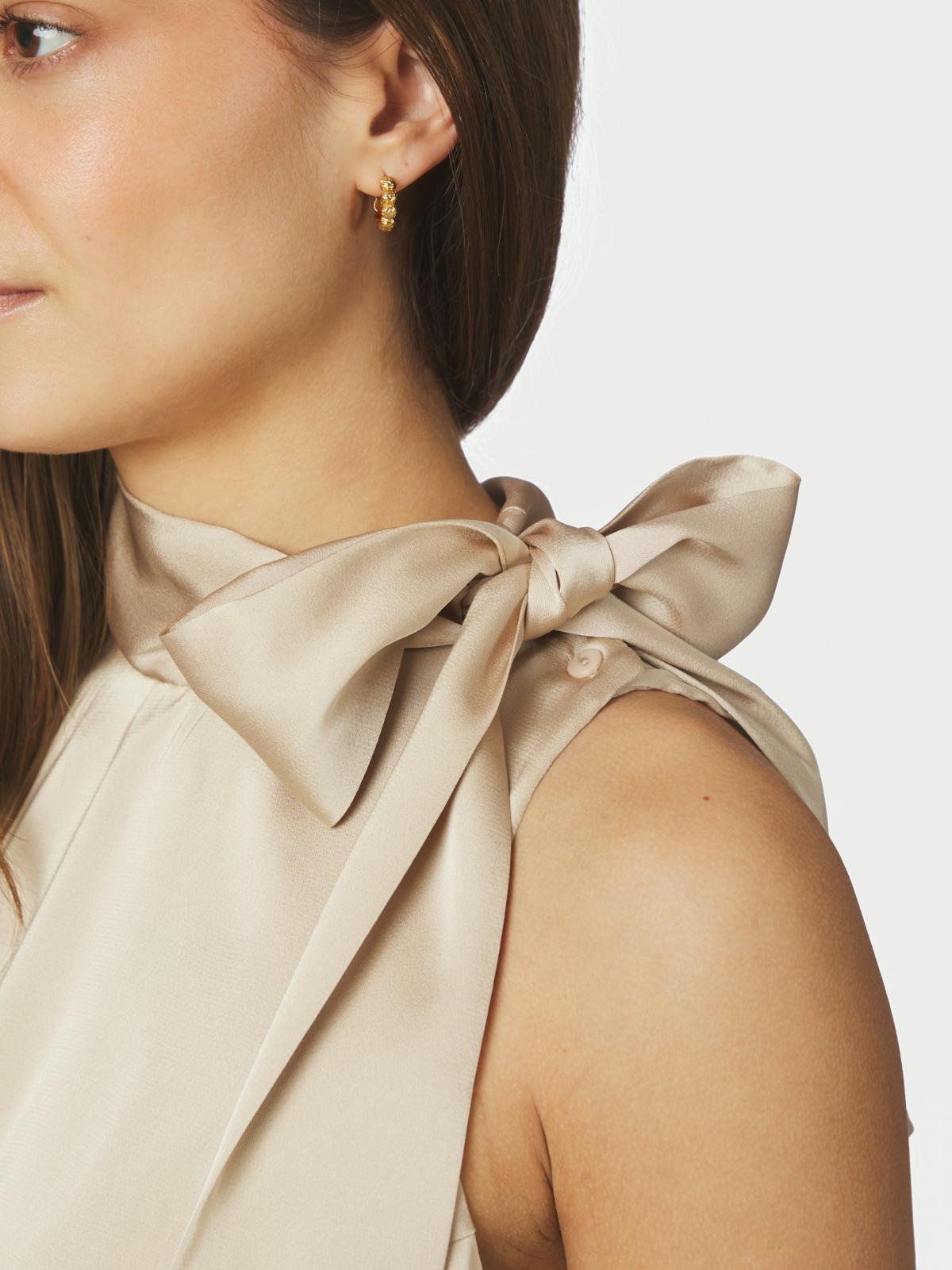 Neo Noir Veda Drapy Satin Top, Dark Sand - 6