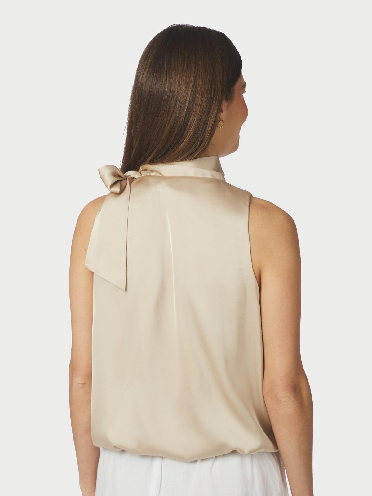 Neo Noir Veda Drapy Satin Top, Dark Sand - 4