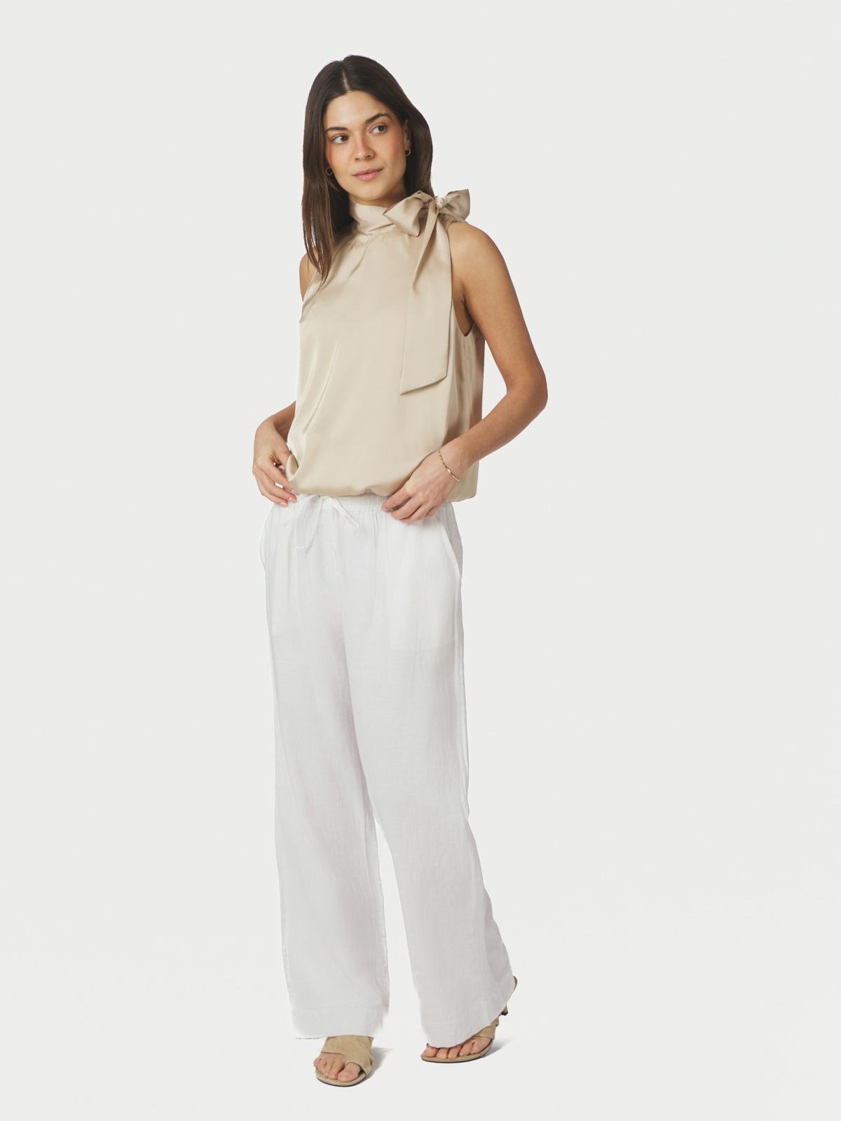 Neo Noir Veda Drapy Satin Top, Dark Sand - 5