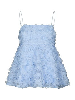 Neo Noir Kenli Flower Top, Light Blue