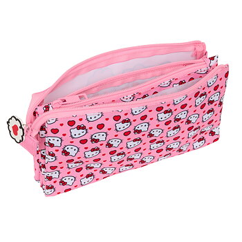 Sanrio Hello Kitty Pennfodral med 3 fack – rosa kawaii pennskrin