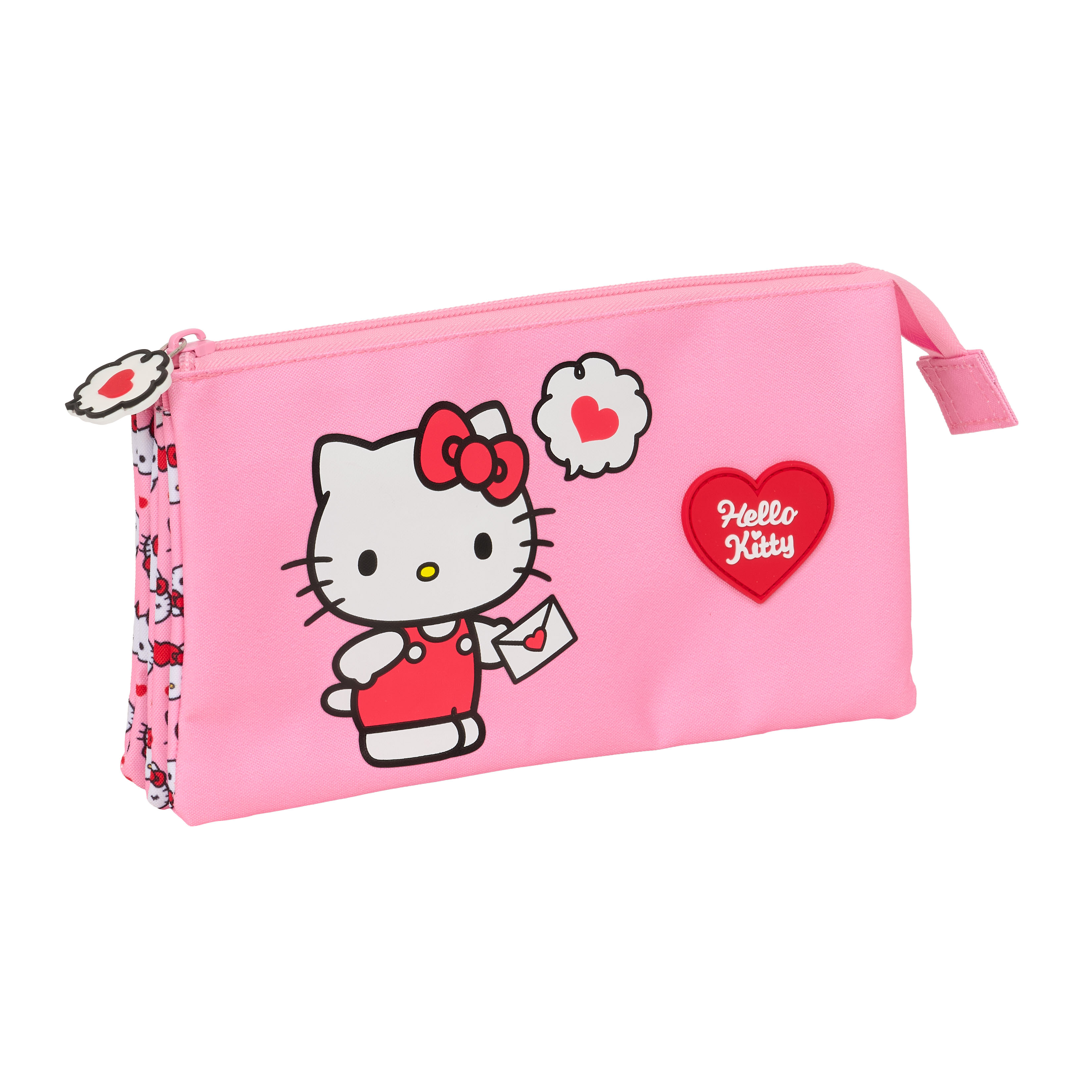Sanrio Hello Kitty Pennfodral med 3 fack – rosa kawaii pennskrin