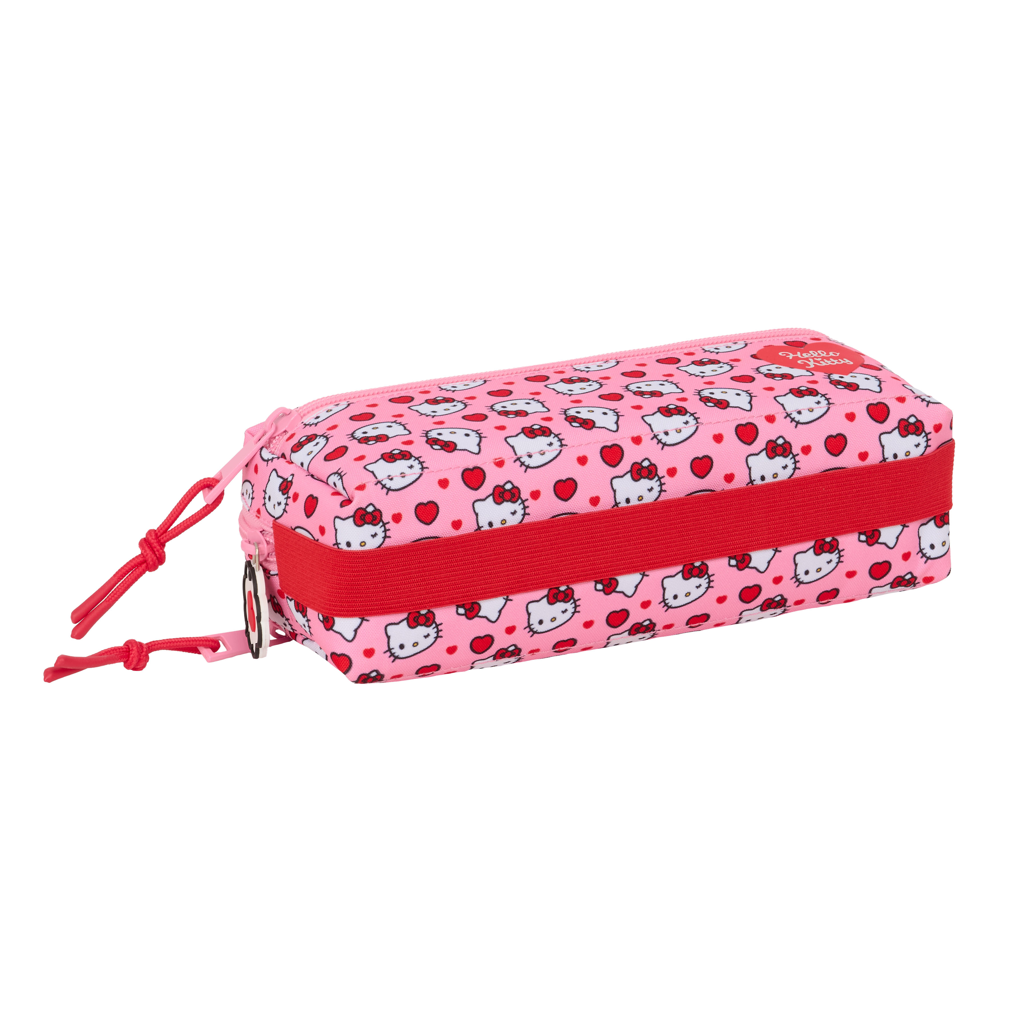 Sanrio Hello Kitty Pennfodral med 3 Fack och Elastiskt Band - rosa kawaii pennskrin - 4
