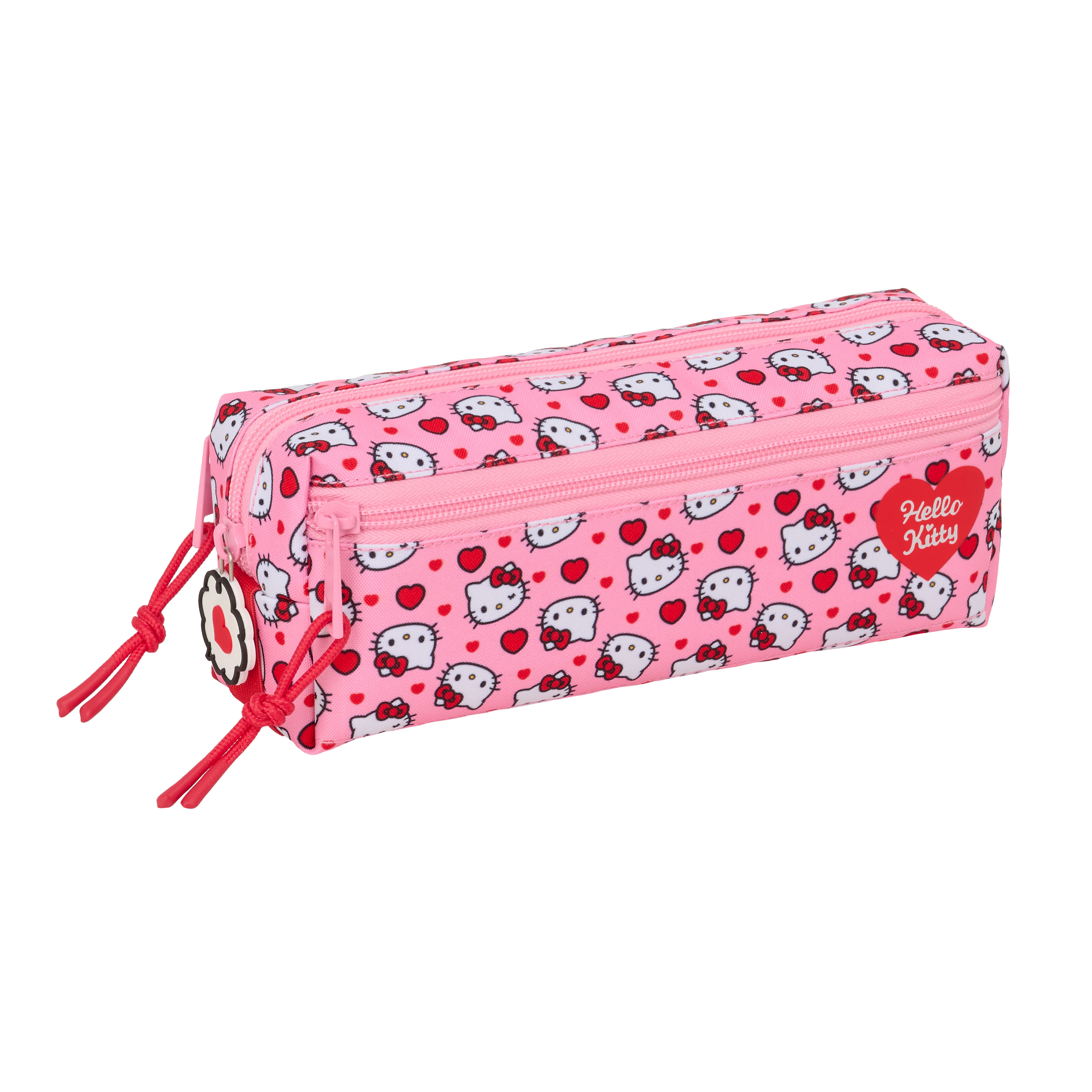 Sanrio Hello Kitty Pennfodral med 3 Fack och Elastiskt Band - rosa kawaii pennskrin