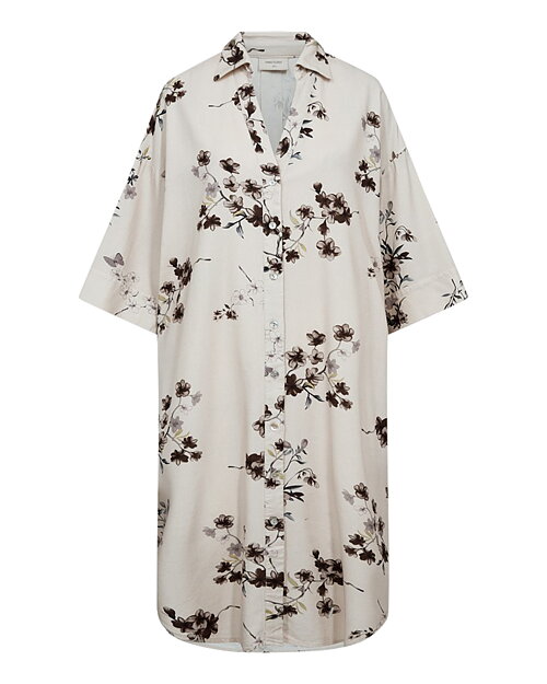 Klänning Lavisco blommig ljusbeige/brun