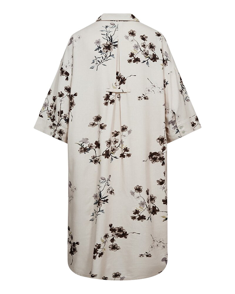 Klänning Lavisco blommig ljusbeige/brun