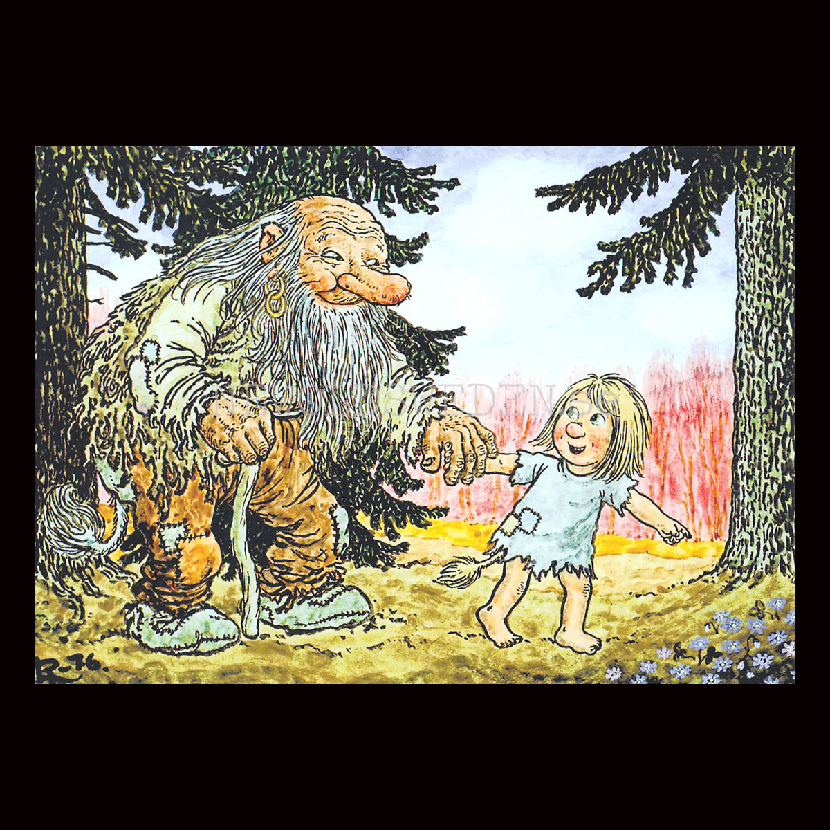 I BLÅSIPPESKOGEN No: 244- 60244- Trollkort Rolf Lidberg Vykort A6 - 914