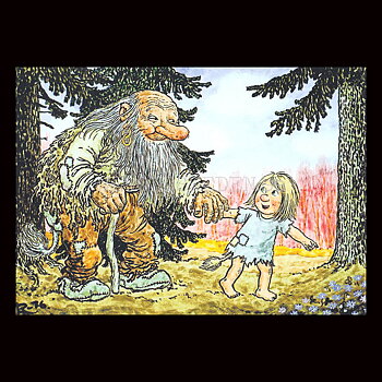 I BLÅSIPPESKOGEN No: 244- 60244- Trollkort Rolf Lidberg Vykort A6 - 914
