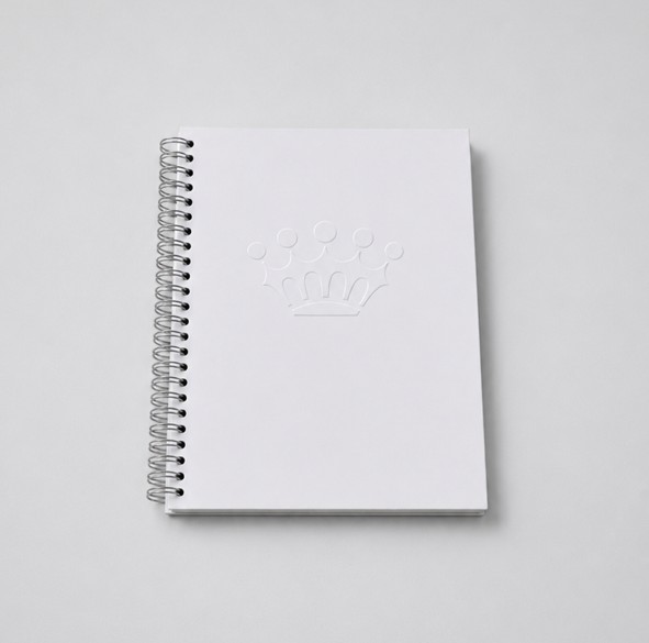 Spiral-bound notebook in CrownBoard Prestige.