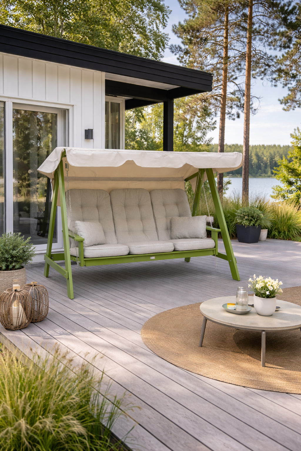 Trähammock Mellby grön för uteplats och sommarstuga