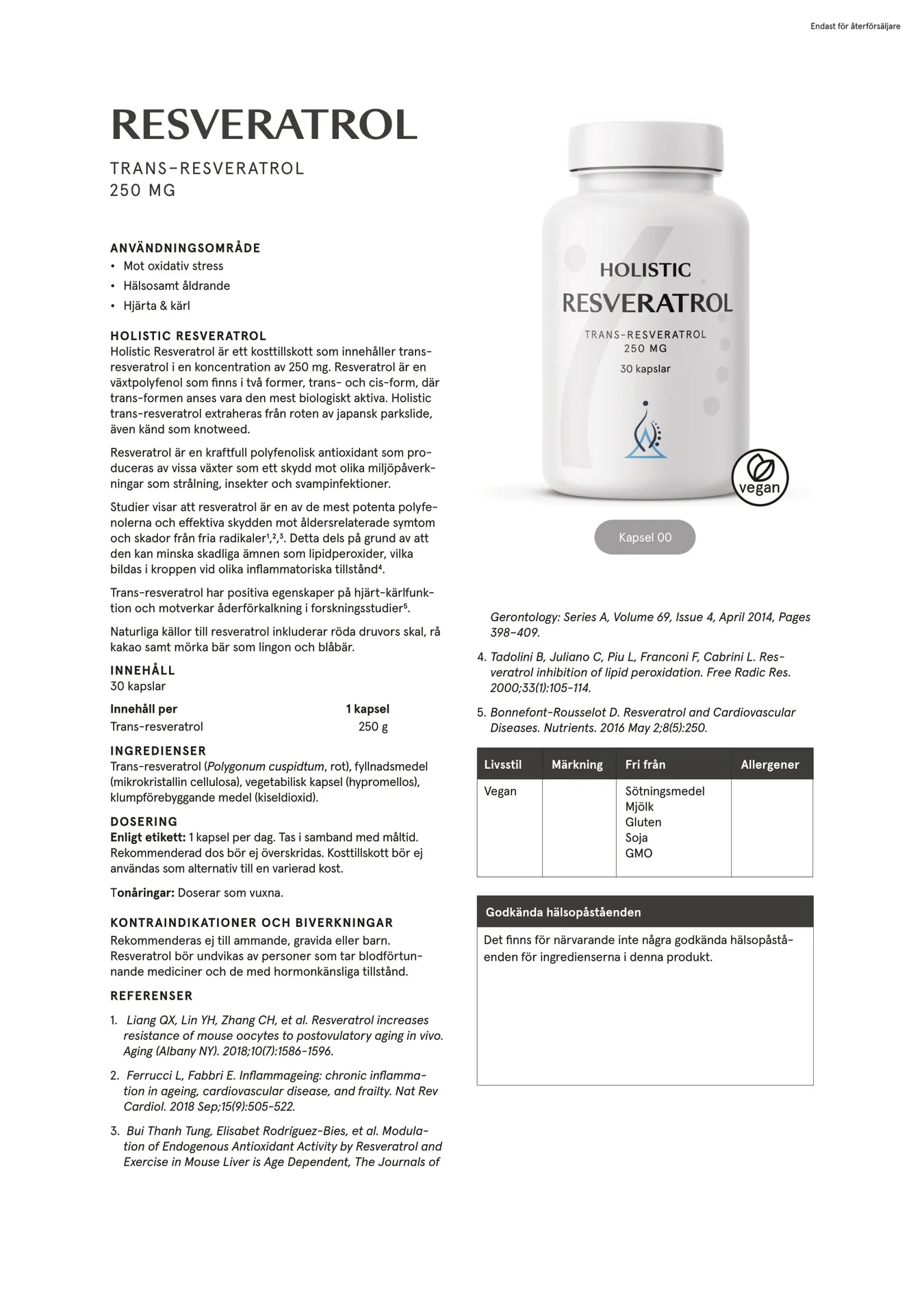 Resveratrol, 30 kapslar - 2