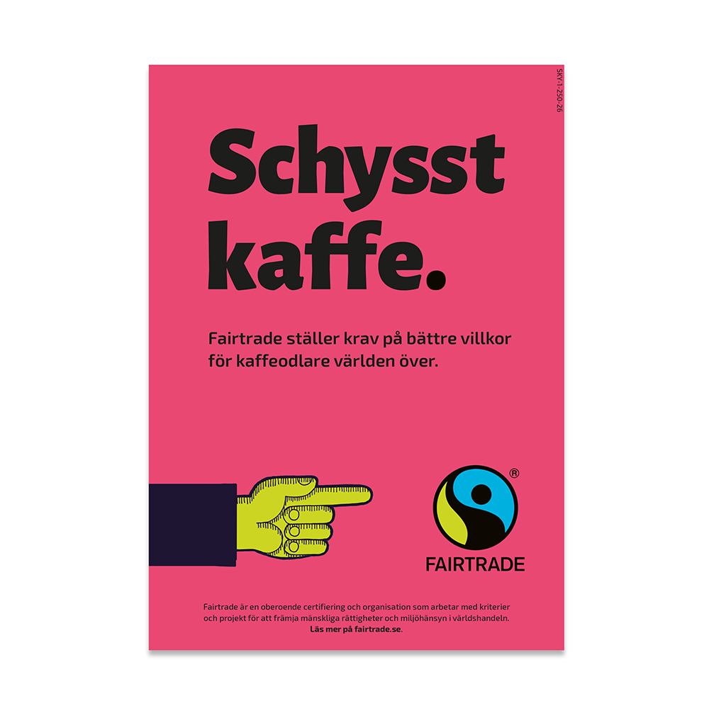 Hyllskylt: Schysst kaffe (A6)