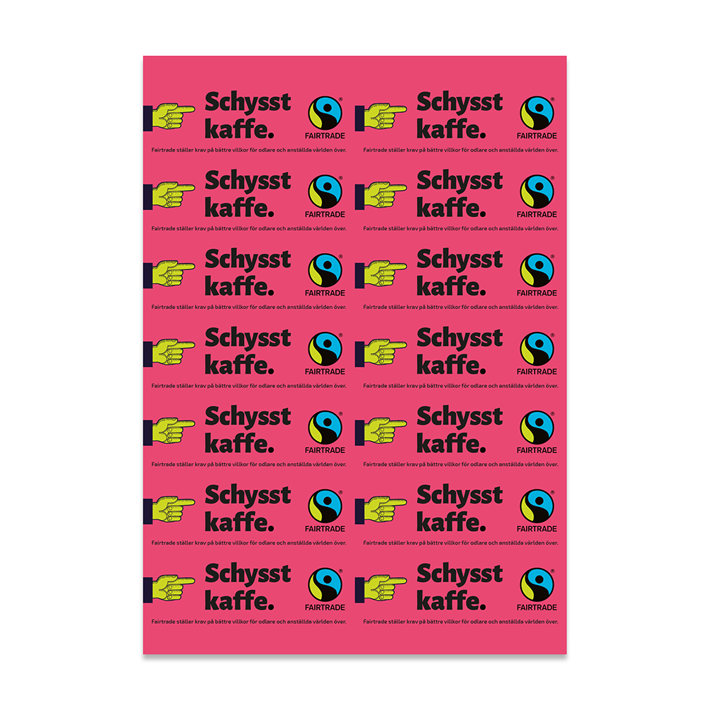 Hyllkantsetiketter: Schysst kaffe (två storlekar)