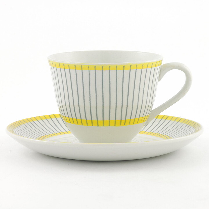 スティグ・リンドベリ  Pikéシリーズ  コーヒーカップ  黄色/グレーの装飾  (10cm)  1951年  [サンプル画像]