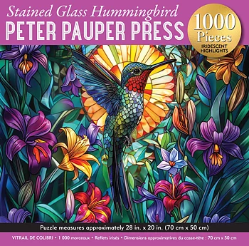 Stained Glass Hummingbird 1000 Piece Puzzle Foiled