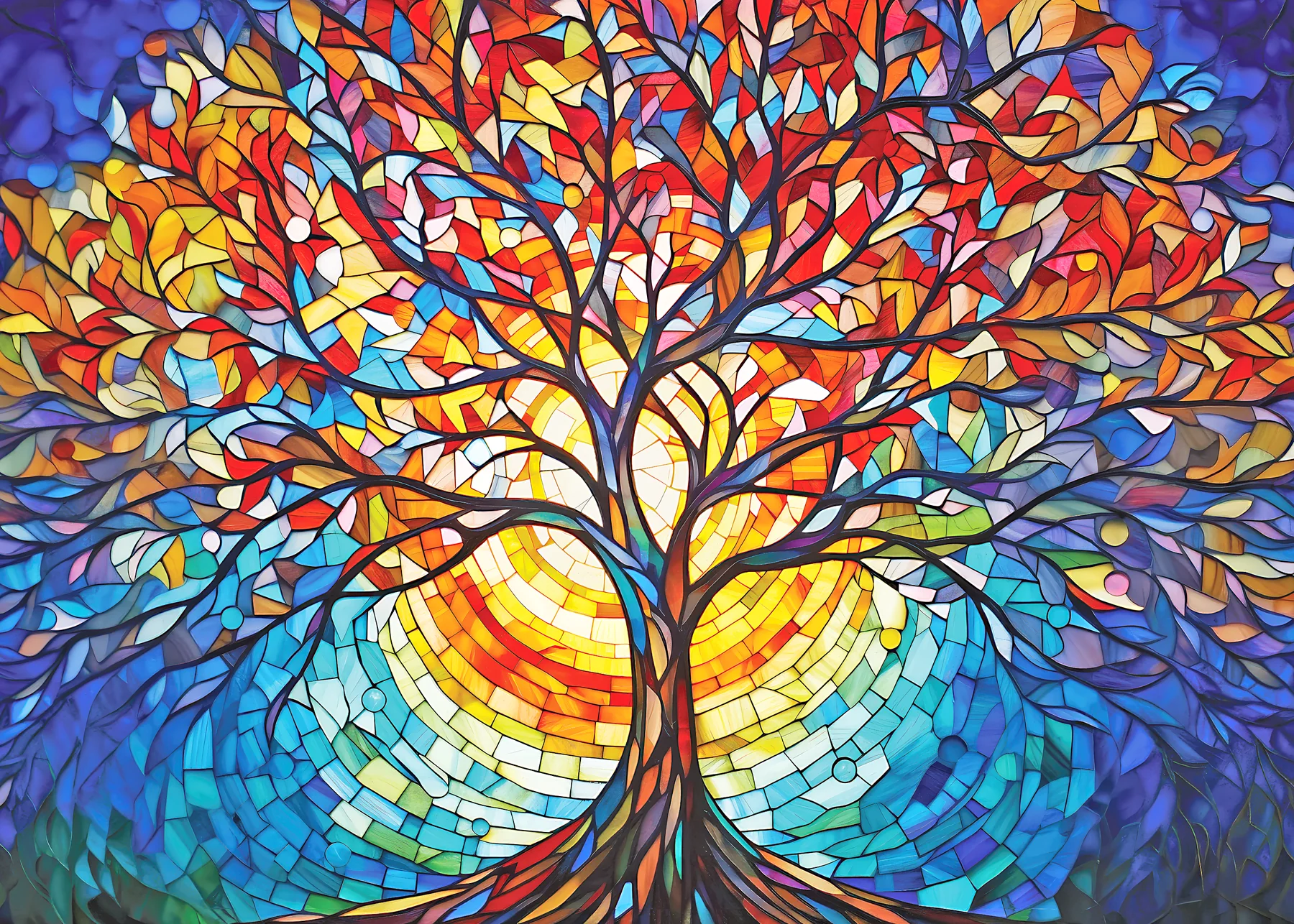 Stained Glass Tree of Life 1000 Piece Puzzle - 3