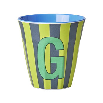 Mugg i melamin, Alfabetsmugg G stripes, Rice