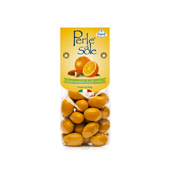 Perle di Sole, Dragerade mandlar med apelsin - 150g