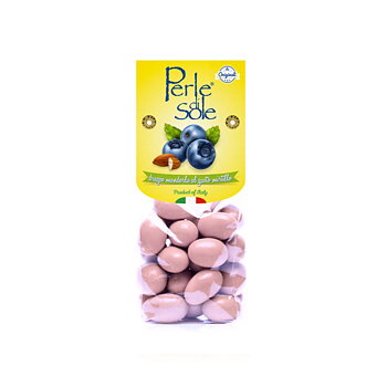 Perle di Sole, Dragerade mandlar med blåbär - 150g