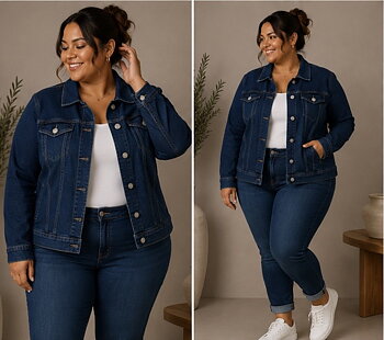 Jeansjacka med fickor, blå 