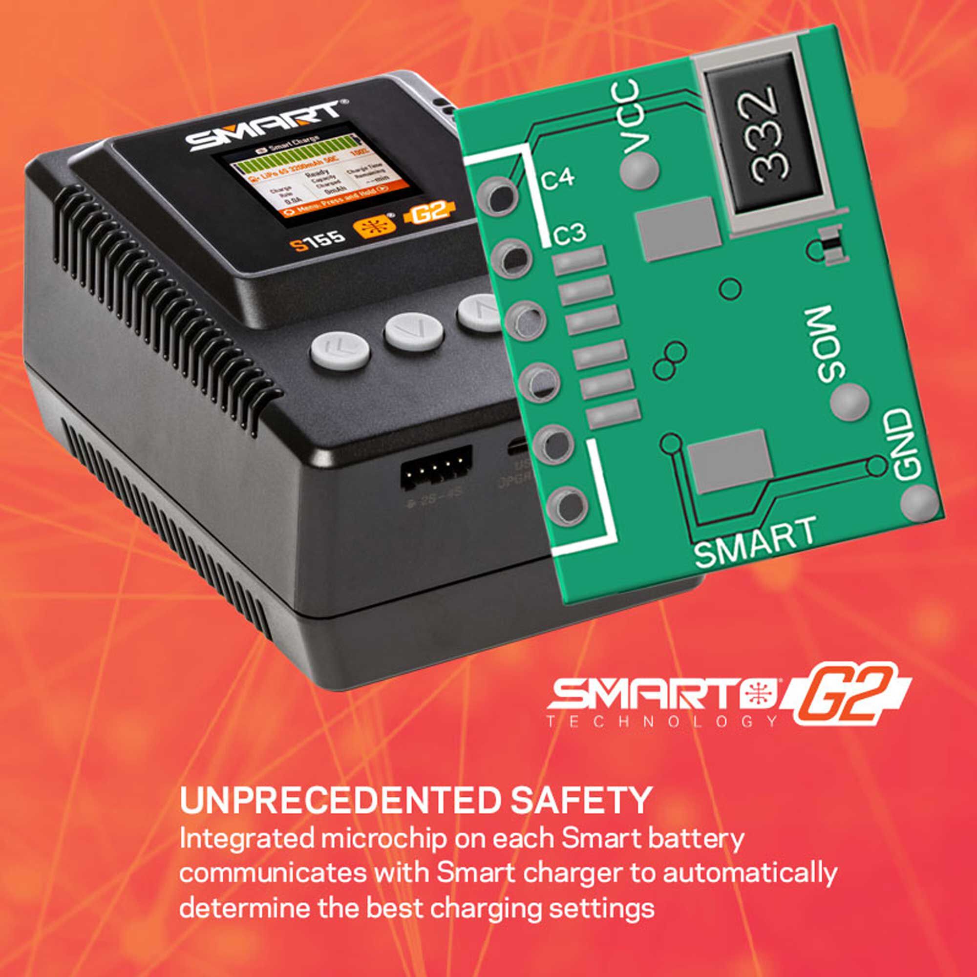 Spektrum SPMXPSA400I Smart Powerstage Air Bundle: G2 2200mAh 3S LiPo IC3 &amp; S155 Charger - 8