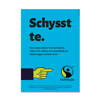 Hyllskylt: Schysst te (A6)