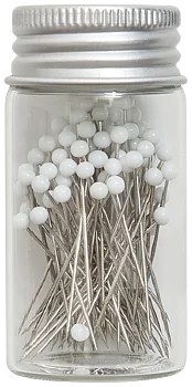 Glass Head Pins In Glass Jar White 95ct