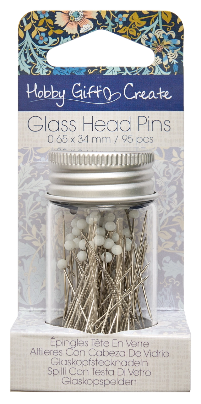 Glass Head Pins In Glass Jar White 95ct - 2
