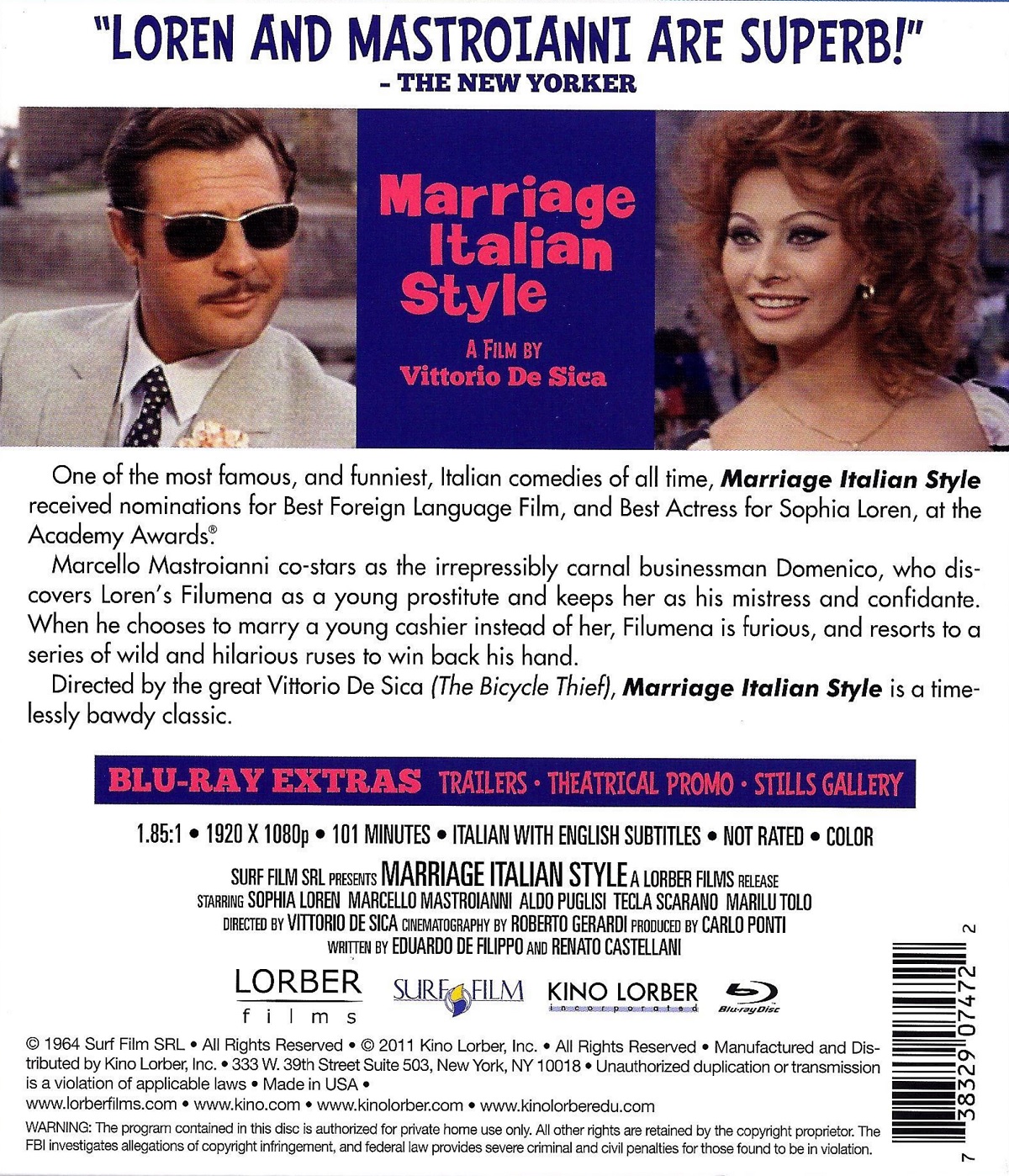 Marriage Italian Style (ej svensk text) (Blu-ray) - 2