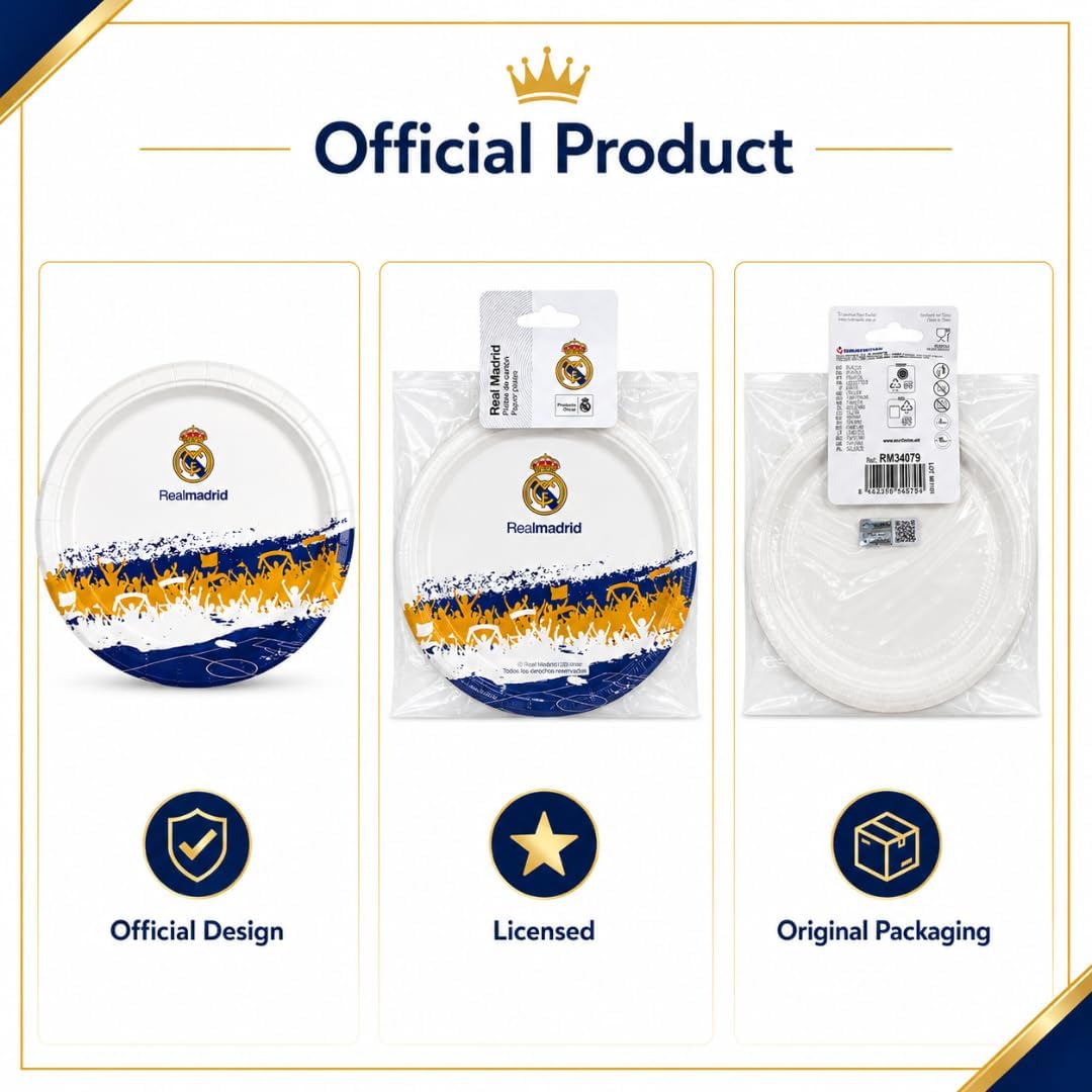 Real Madrid Papperstallrik 18 cm 8-pack Aficion - 4