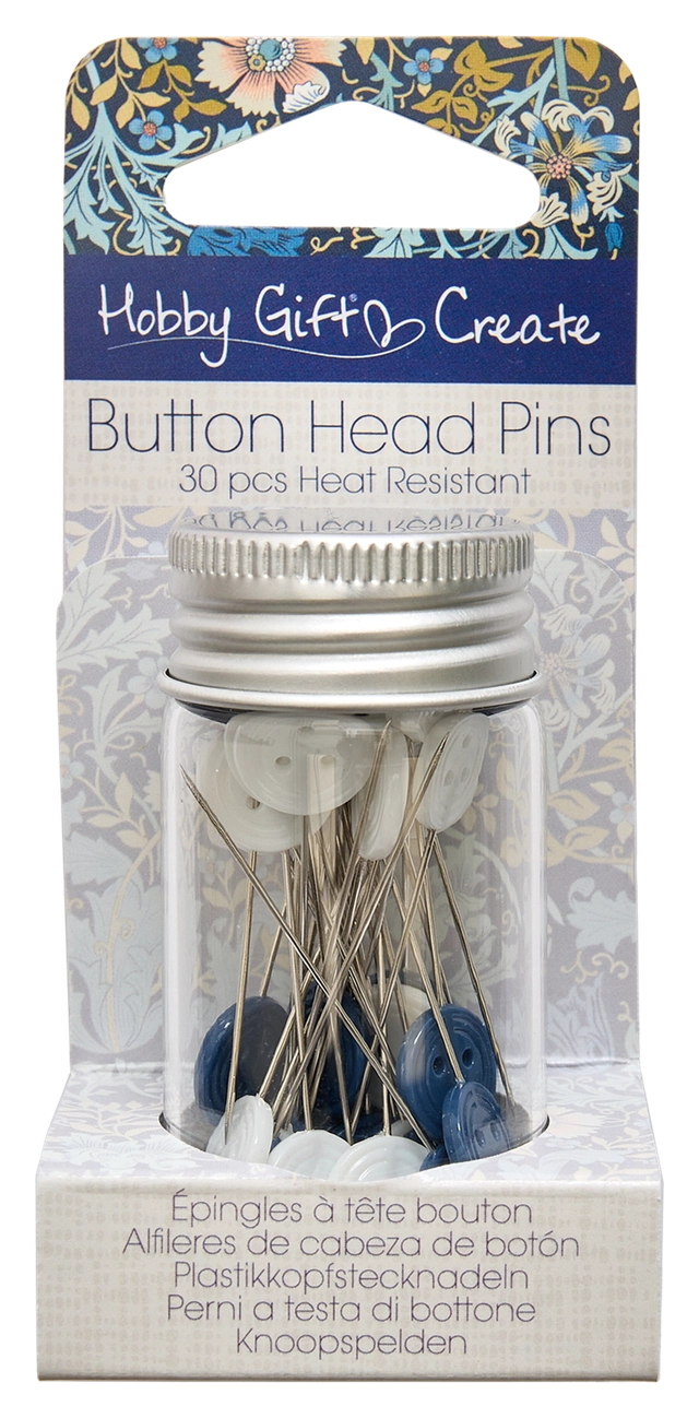 Heat Resistant Plastic Button Head Pins in a Glass Jar 30ct  - 2