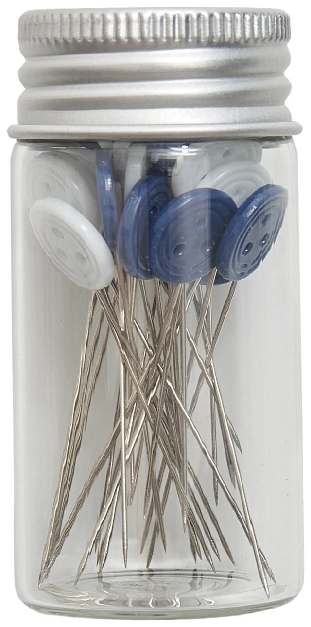 Heat Resistant Plastic Button Head Pins in a Glass Jar 30ct 