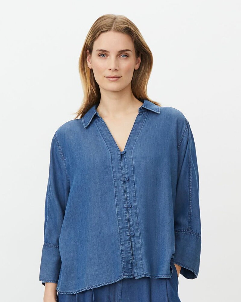 Jeansskjorta Idriel v-ringad denimblå