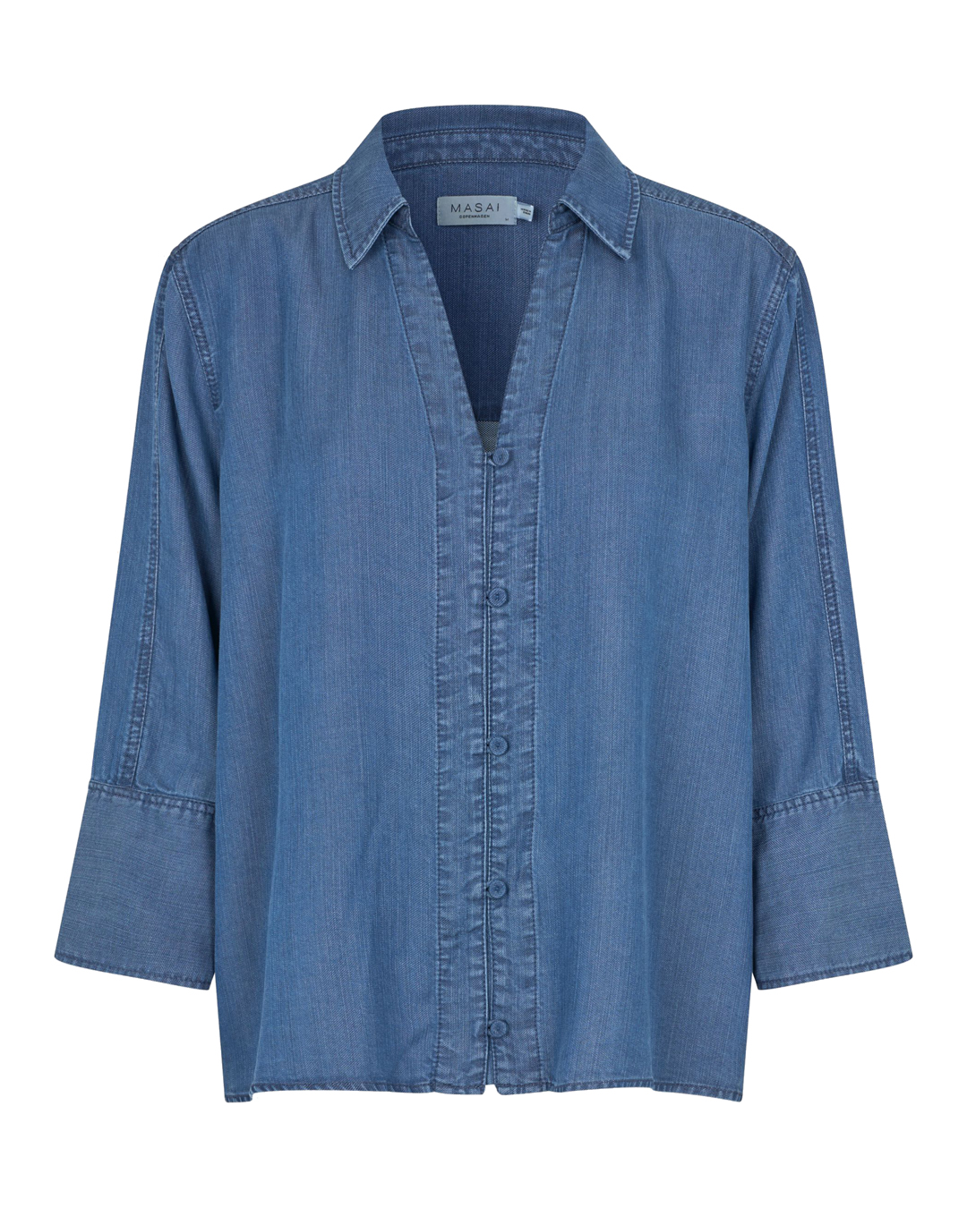 Jeansskjorta Idriel v-ringad denimblå - 6