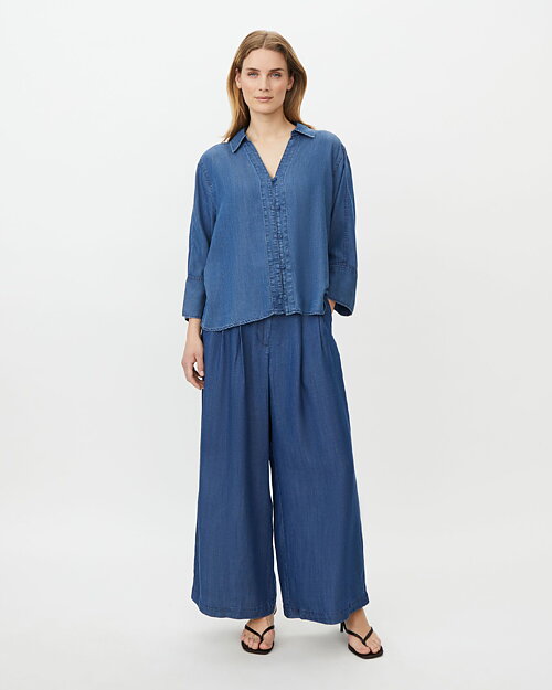 Jeansskjorta Idriel v-ringad denimblå - 5