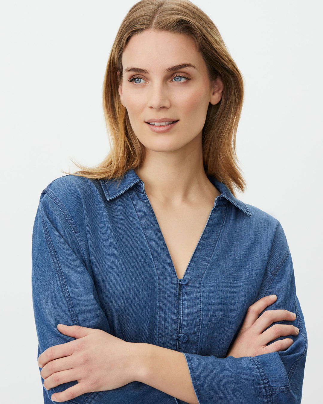 Jeansskjorta Idriel v-ringad denimblå - 3