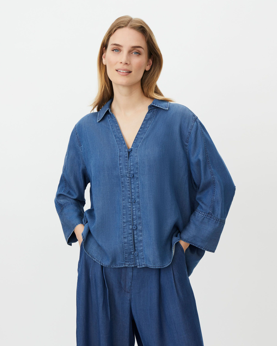 Jeansskjorta Idriel v-ringad denimblå - 2