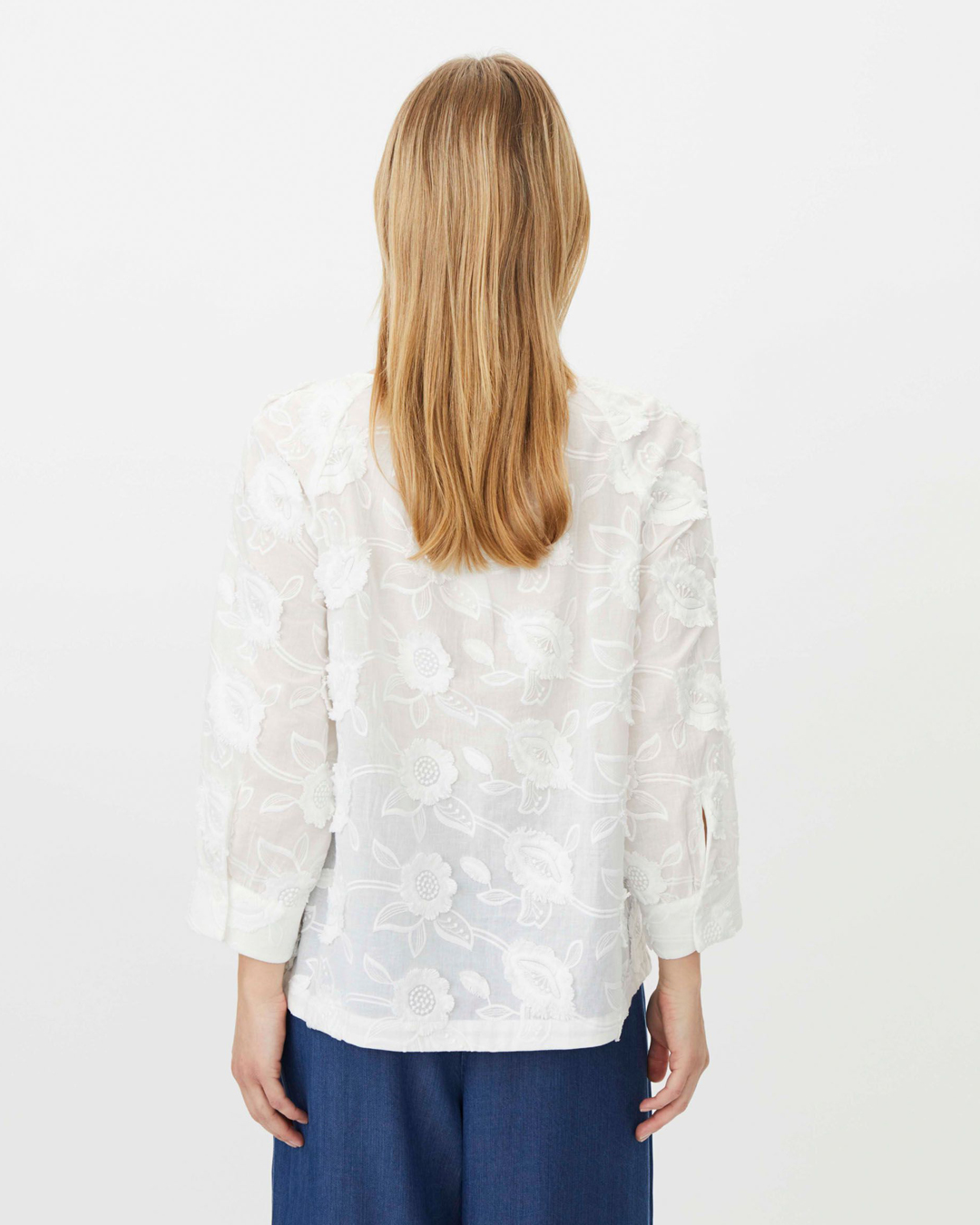 Blus Brenya broderade blommor offwhite - 2