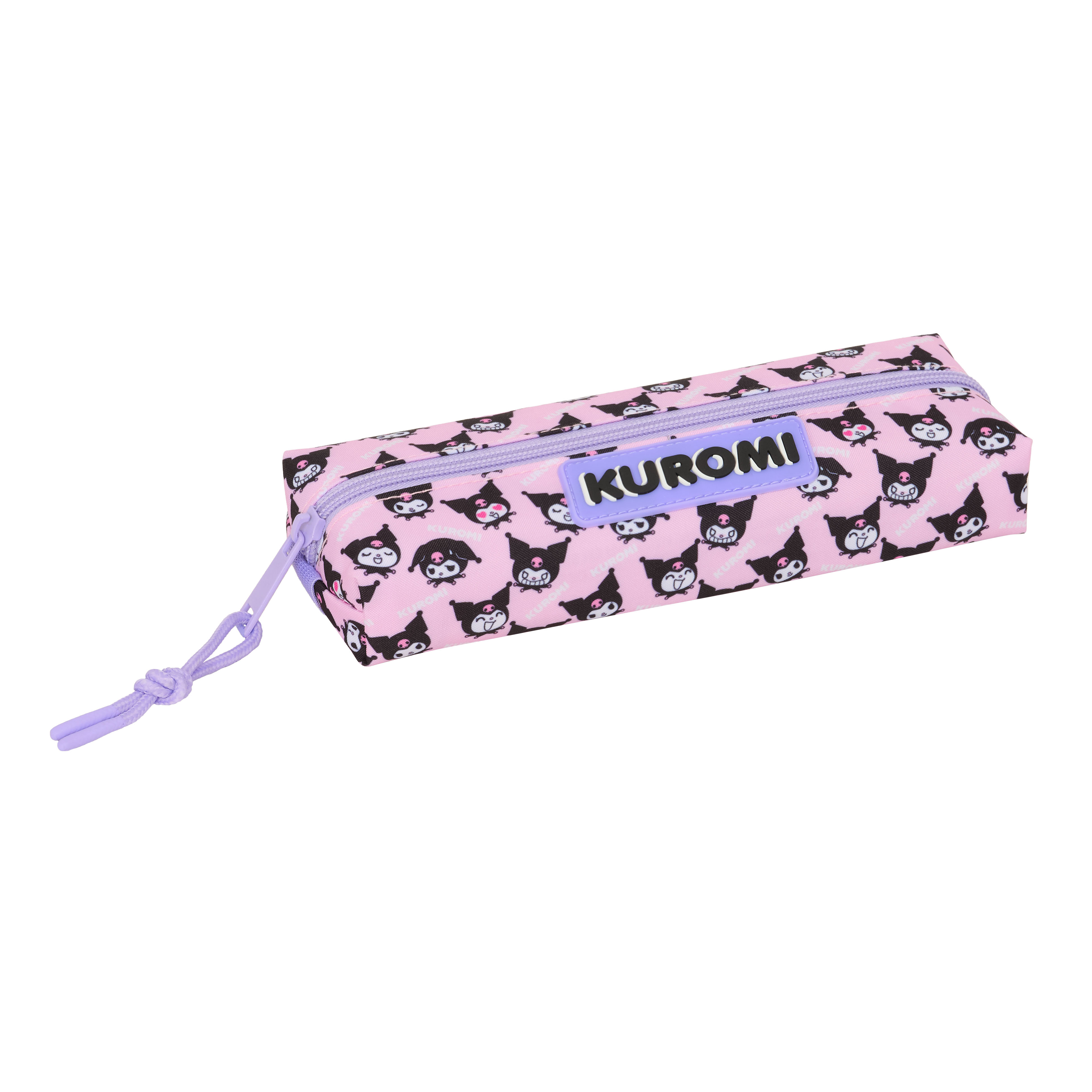 Kuromi Pennfodral med 1 Fack och Elastiskt Band - Rosa och Lila Rektangulärt Kawaii Fodral