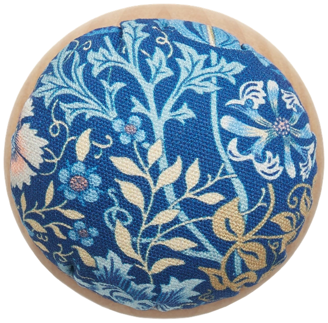 Fabric Pincushion with Wood Base Blue Floral - 3