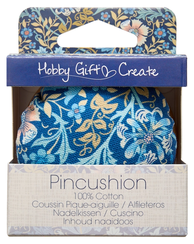 Fabric Pincushion with Wood Base Blue Floral - 2