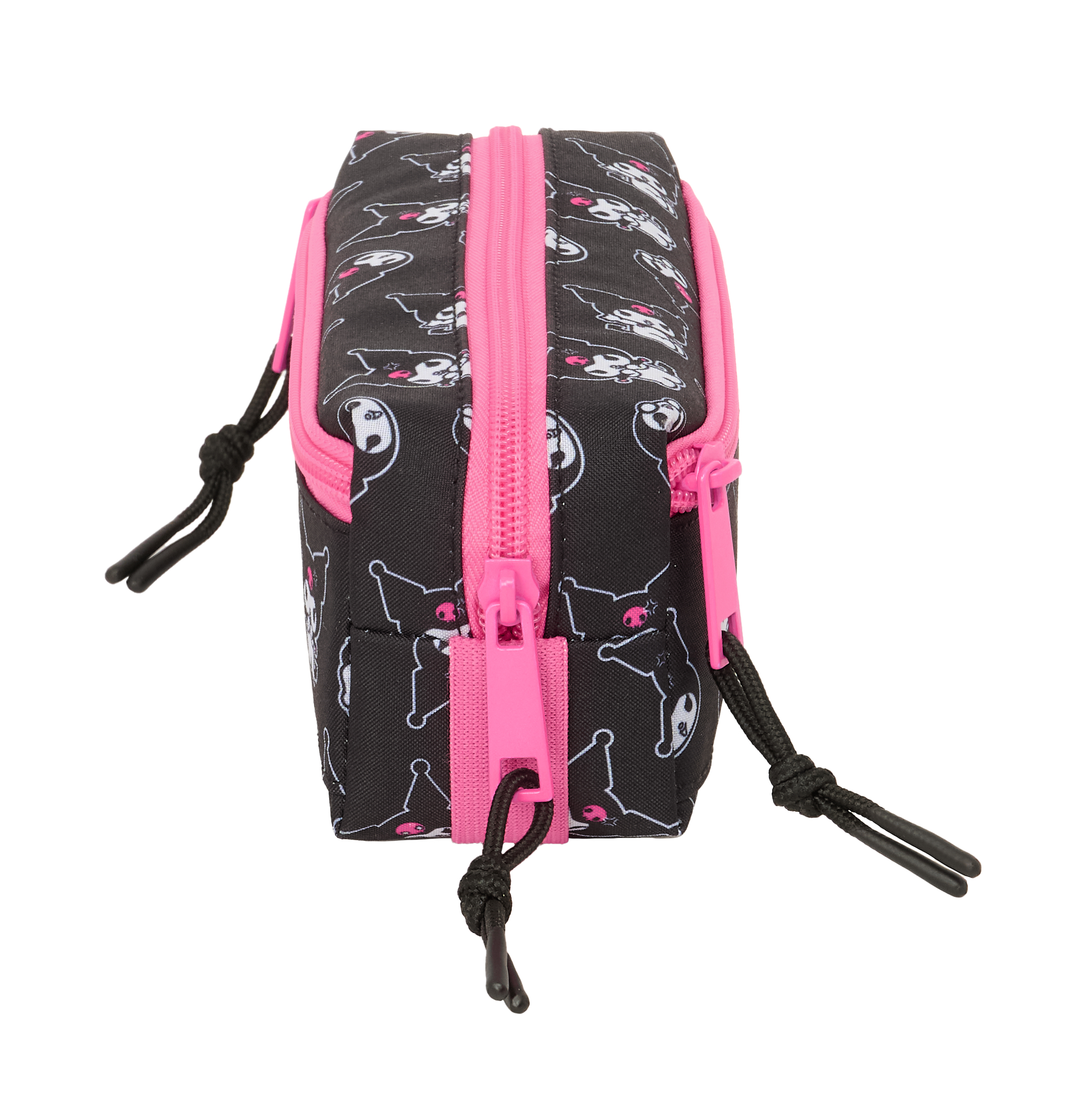 Kuromi Pennfodral med 3 Fack och Elastiskt Band - svart och rosa kawaii pennskrin - 2