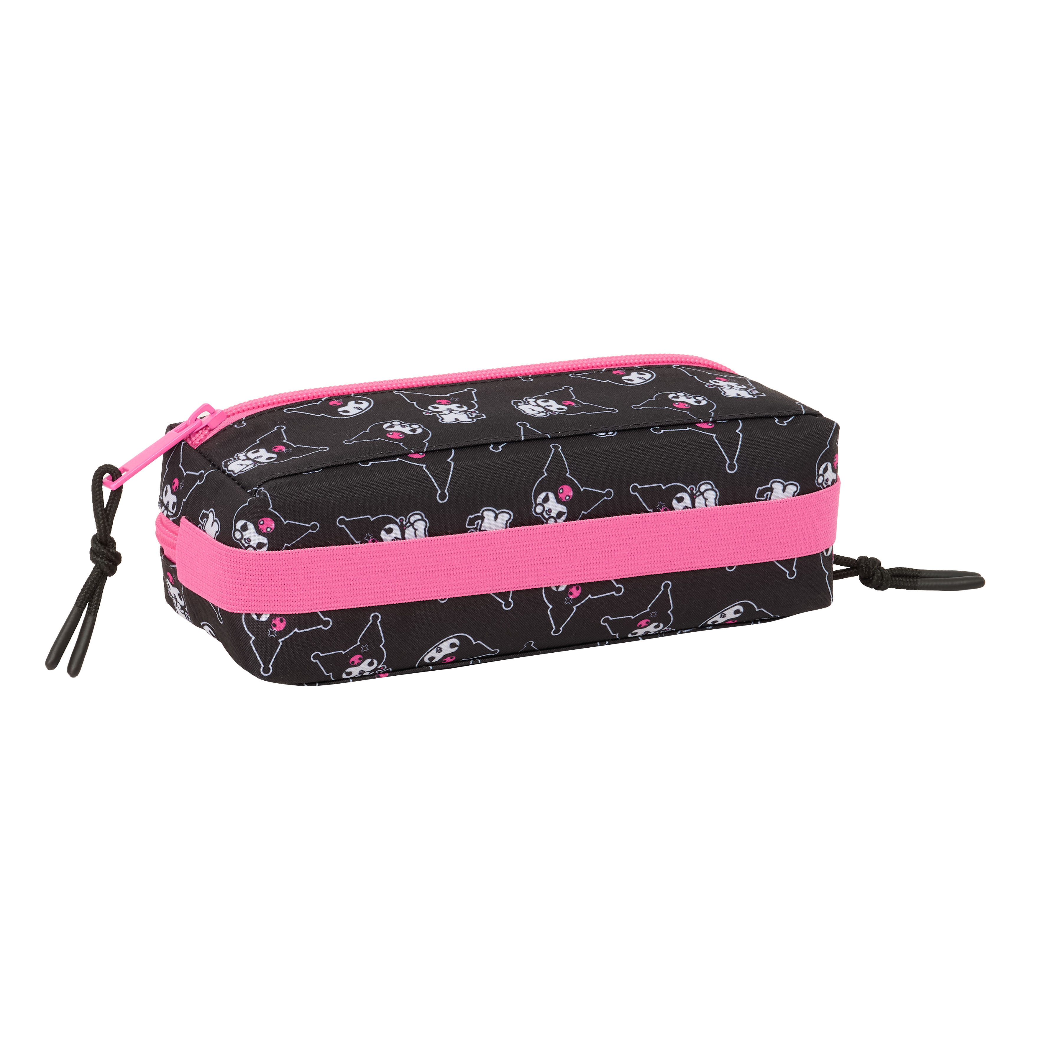 Kuromi Pennfodral med 3 Fack och Elastiskt Band - svart och rosa kawaii pennskrin - 4