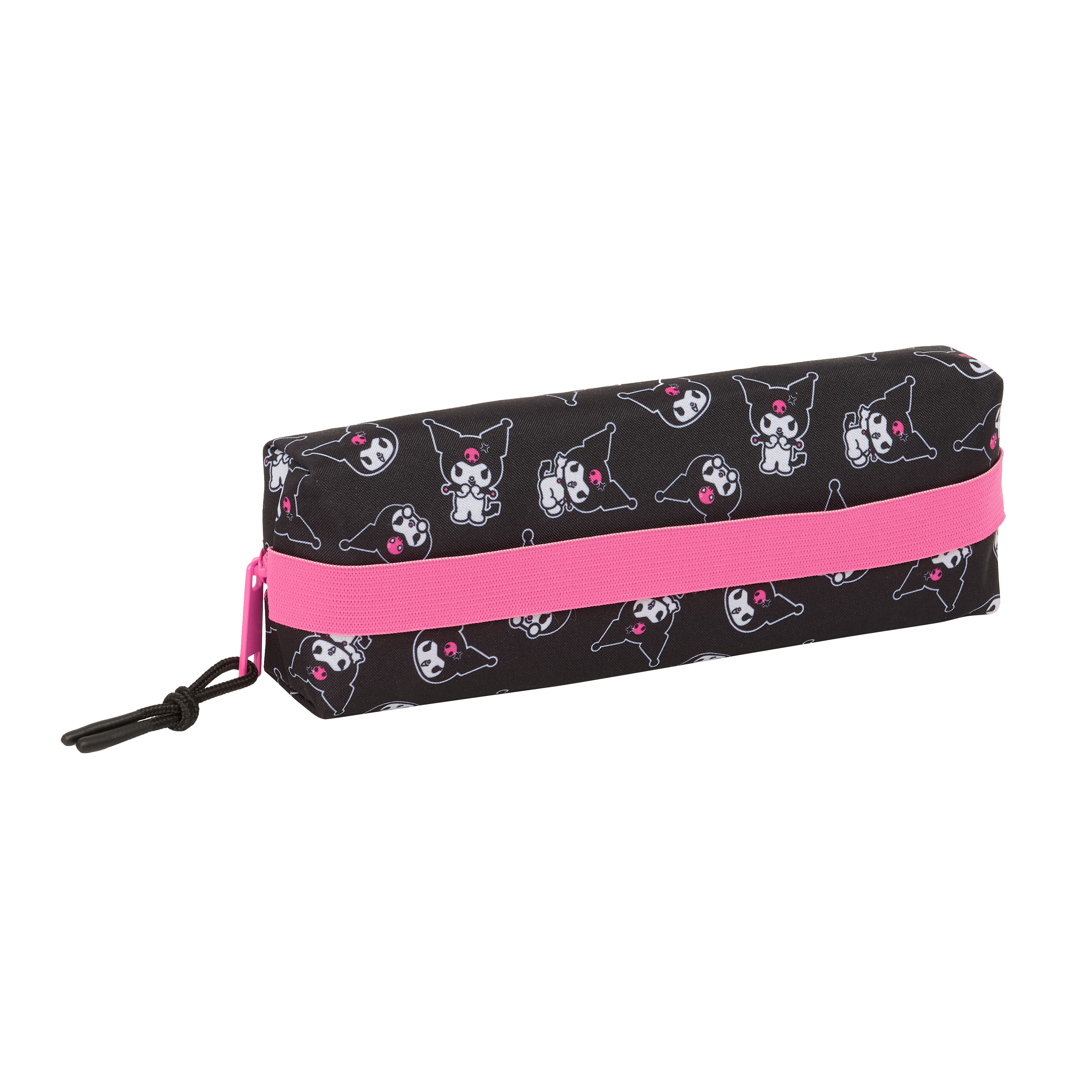 Kuromi Pennfodral med 1 Fack och Elastiskt Band - Svart och Rosa Rektangulärt Kawaii Fodral - 2