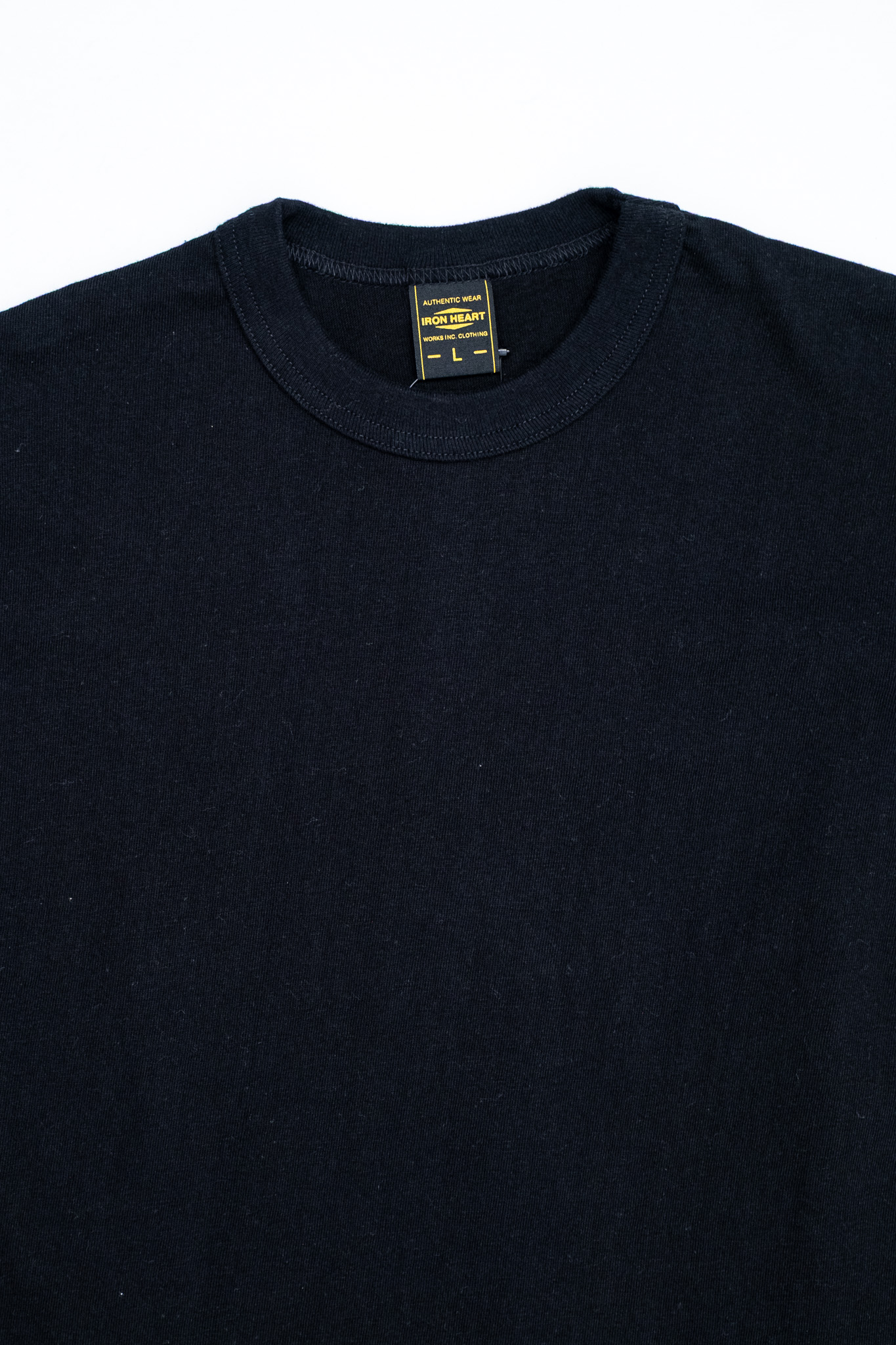 Iron Heart - IHT-1610L-WHT 6.5oz Loopwheel Crew Neck T-Shirt Black - 3